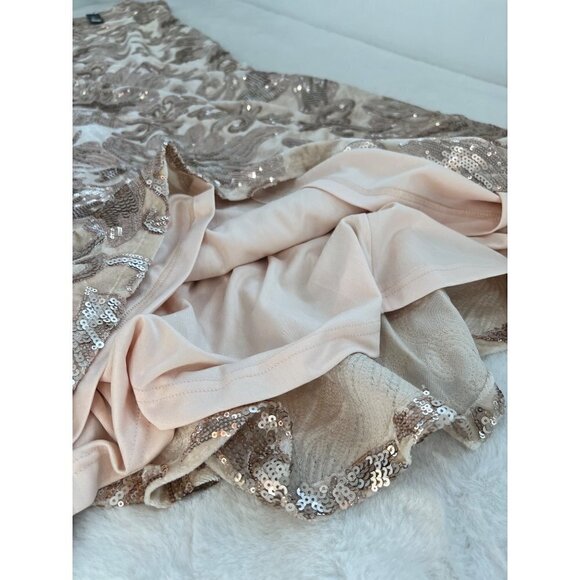 New Lulus Size S Love to You Blush Sequin Velvet Maxi Gown Velour Mermaid Dress - Picture 10 of 14